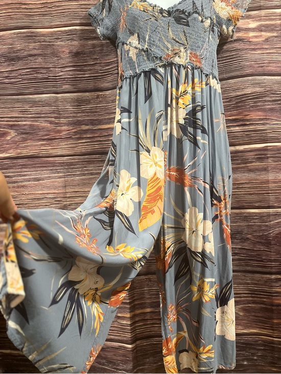 Patrons of Peace Pants - Patrons of Peace Blue/Gray Tropical Flower Romper L